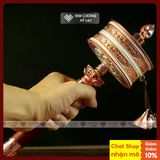  Kinh Luân Cầm Tay Xoay Hợp Kim Màu Vàng Loại 28cm Kim Cương Hỷ Lạc 