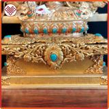  Tượng Tara Trắng Mật Tông [Kim Cương Hỷ Lạc] Nepal Cẩn Đá 33Cm 