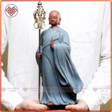  Tượng Địa Tạng [Kim Cương Hỷ Lạc] Gốm Tử Sa Tự Tại Bước Đi Cầm Tích Trượng 