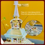  Tháp Xá Lợi Thủy Tinh Trong Suốt [Kim Cương Hỷ Lạc] Cao 12Cm 