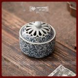  Lư Xông Trầm Hương, Lư Đốt Trầm [Kim Cương Hỷ Lạc] Chất Liệu Gốm Sứ Hình Trụ - Họa Tiết Hoa Tinh Tế 