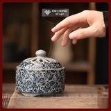 Lư Xông Trầm Hương, Lư Đốt Trầm [Kim Cương Hỷ Lạc] Chất Liệu Gốm Sứ Hình Trụ - Họa Tiết Hoa Tinh Tế 