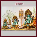  Tượng Tara Xanh Đồng Vẽ Màu Cao Cấp [Kim Cương Hỷ Lạc] Diện Tượng Cực Đẹp - Nhiều Kích Thước 