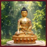  Tượng Phật Thích Ca Đồng Mạ Vàng, Cẩn Đá Thủ Công [Kim Cương Hỷ Lạc] Tượng Thích Ca Nepal Hiếm Có 