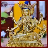  Tôn Tượng Phật Đảnh Tôn Thắng, Tượng Phật Đảnh [Kim Cương Hỷ Lạc] Đồng Mạ Vàng 47Cm 