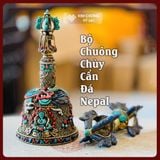  Bộ Chuông Chùy Nepal - Pháp Khí Mật Tông [Kim Cương Hỷ Lạc] Bộ Chuông Chùy Cẩn Đá Thạch Anh Nepal 