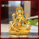  Tượng Tara Xanh Lục Độ Phật Mẫu Mật Tông [Kim Cương Hỷ Lạc] Xuất Xứ Nepal Đồng Mạ Vàng 23cm 