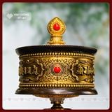  Kinh Luân Xoay, Kinh Luân Cầm Tay Tây Tạng [Kim Cương Hỷ Lạc] Đồng Cao Cấp Cấn Đá Tinh Xảo 27cm 