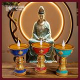  Đèn Thờ Điện, Chân Đèn Thờ Composite Cao Cấp [Kim Cương Hỷ Lạc] Chân Đèn Cúng Dường Điện Kèm Sạc 