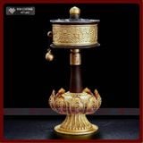  Kinh Luân Cầm Tay Mật Tông [Kim Cương Hỷ Lạc] Viền Đen Đính Đá 