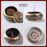  Lư Đồng Xông Trầm, Lư Đốt Trầm Hương Đồng Nguyên Khối [Kim Cương Hỷ Lạc] Tặng Hồ Lô Đồng Và Lót Chống Cháy 