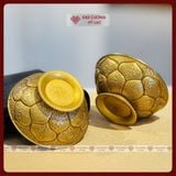  Chén Nước Cúng Phật, Chén Cúng Dường [Kim Cương Hỷ Lạc] Bát Cát Tường Đồng Mạ Vàng Size 8x5,5cm 