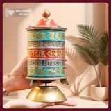  Kinh Luân Đồng Để Bàn Xoay Tay [Kim Cương Hỷ Lạc] Kinh Luân Chế Tác Thủ Công Nepal Hàng Hiếm Có 