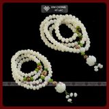  Chuỗi Niệm Phật 108 Hạt Bạch Ngọc Bồ Đề [Kim Cương Hỷ Lạc] Từ Hạt Bối Bạch Ngọc, May Mắn Bình An 