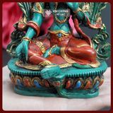  Tượng Tara Xanh Mật Tông - Tượng Tara Xanh Nepal [Kim Cương Hỷ Lạc] Tượng Tara Vẽ Màu Thủ Công 15cm 
