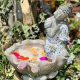  Tượng Phật An Nhiên Áo Rêu [Kim Cương Hỷ Lạc] Decor Trang Trí Nhà Cửa Sân Vườn Có Bể 