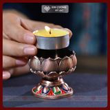  Đế Nến Đèn Cầy, Chân Đèn Bơ Cúng Phật [Kim Cương Hỷ Lạc] Hoa Sen Cát Tường Thịnh Vượng 