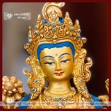  Tượng Tara Xanh Lục Độ Phật Mẫu Mật Tông [Kim Cương Hỷ Lạc] Xuất Xứ Nepal Đồng Mạ Vàng 23cm 