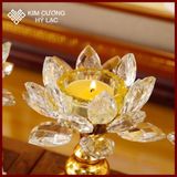  Đế Nến Chân Đèn Đốt Nến Bơ Pha Lê Hoa Sen [Kim Cương Hỷ Lạc] Đế Hợp Kim 6,5 - 14 Cm 