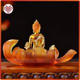  Tượng Phật Dược Sư Mật Tông [Kim Cương Hỷ Lạc] Lưu Ly Thiếp Vàng 12cm 