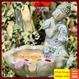  Tượng Phật An Nhiên Áo Rêu [Kim Cương Hỷ Lạc] Decor Trang Trí Nhà Cửa Sân Vườn Có Bể 