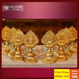  Bát Cát Tường, Bộ 8 Biểu Tượng Cát Tượng Cát Tường Lá Bồ Đề [Kim Cương Hỷ Lạc] Đồng Mạ Vàng Cao Cấp 