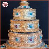  Tháp Mandala Mật Tông [Kim Cương Hỷ Lạc] Nạm Bạc Cẩn Đá 