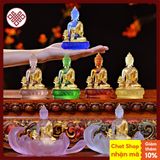  Tượng Phật Dược Sư Mật Tông [Kim Cương Hỷ Lạc] Lưu Ly Thiếp Vàng 12cm 