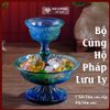  Bộ Cúng Hộ Pháp Lưu Ly Cao Cấp [Kim Cương Hỷ Lạc] Chén Cúng Hộ Pháp Lưu Ly Chạm Khắc Bát Cát Tường 