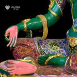 Tượng Tara Xanh Mật Tông [Kim Cương Hỷ Lạc] Đồng Vẽ Màu 