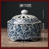  Lư Xông Trầm Hương, Lư Đốt Trầm [Kim Cương Hỷ Lạc] Chất Liệu Gốm Sứ Hình Trụ - Họa Tiết Hoa Tinh Tế 