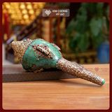  Ốc Pháp Loa Nepal [Kim Cương Hỷ Lạc] Ốc Pháp Nạm Bạc Cẩn Đá Cao Cấp 