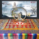  Khăn Trải Ban Thờ, Khăn Trải Bàn[Kim Cương Hỷ Lạc] Chày Kim Cương Vải Gấm Thêu Đôi Kim Tuyến 1mx1m 