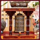  Kinh Luân Để Bàn Cổ Điển-Kinh Luân Thủ Công Nepal [Kim Cương Hỷ Lạc] Kinh Luân Đồng Để Bàn Hàng Hiếm 