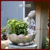  Tượng Phật An Nhiên Áo Rêu [Kim Cương Hỷ Lạc] Decor Trang Trí Nhà Cửa Sân Vườn Có Bể 