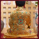  Tượng Phật Thích Ca Đồng Mạ Vàng, Cẩn Đá Thủ Công [Kim Cương Hỷ Lạc] Tượng Thích Ca Nepal Hiếm Có 