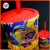  Lọng Trang Trí Bàn Thờ Mật Tông [Kim Cương Hỷ Lạc] Hình Trụ Vải Gấm - Dài 40Cm 