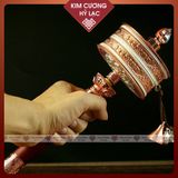  Kinh Luân Cầm Tay Xoay Hợp Kim Màu Vàng Loại 28cm Kim Cương Hỷ Lạc 