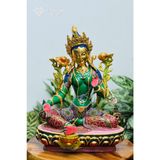  Tượng Tara Xanh Mật Tông [Kim Cương Hỷ Lạc] Đồng Vẽ Màu 