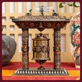  Kinh Luân Để Bàn Cổ Điển-Kinh Luân Thủ Công Nepal [Kim Cương Hỷ Lạc] Kinh Luân Đồng Để Bàn Hàng Hiếm 