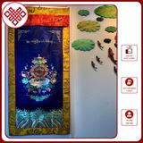  Rèm Cửa Trang Trí Bàn Thờ Mật Tông [Kim Cương Hỷ Lạc] Bát Cát Tường Hợp Nhất Nền Xanh 