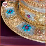  Tháp Mandala Mật Tông [Kim Cương Hỷ Lạc] Nạm Bạc Cẩn Đá 