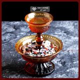  Bộ Cúng Hộ Pháp Lưu Ly Cao Cấp [Kim Cương Hỷ Lạc] Chén Cúng Hộ Pháp Lưu Ly Chạm Khắc Bát Cát Tường 