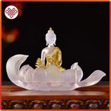  Tượng Phật Dược Sư Mật Tông [Kim Cương Hỷ Lạc] Lưu Ly Thiếp Vàng 12cm 