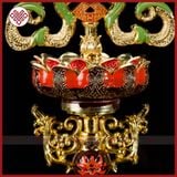  Bát Cát Tường Mật Tông [Kim Cương Hỷ Lạc] Đồng Vẽ Màu Bộ 8 Cái 18Cm 