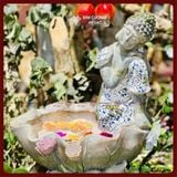  Tượng Phật An Nhiên Áo Rêu [Kim Cương Hỷ Lạc] Decor Trang Trí Nhà Cửa Sân Vườn Có Bể 