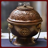  Lư Xông Đồng Có Dây Xích Nepal [Kim Cương Hỷ Lạc] 10x14cm 