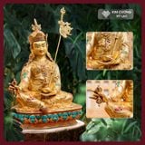  Tượng Liên Hoa Sanh Đồng Mạ Vàng Nepal [Kim Cương Hỷ Lạc] Tượng Phật Mật Tông Chế Tác Nepal 35cm 