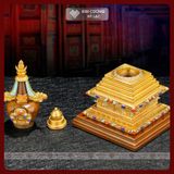  Tháp Xá Lợi Đồng Mạ Vàng Cẩn Đá [Kim Cương Hỷ Lạc] Cao 18Cm 36Cm 