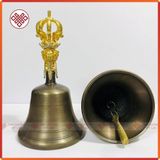  Chuông Lắc Cầm Tay Mật Tông [Kim Cương Hỷ Lạc] Trơn 9 Chấu 20X9Cm 